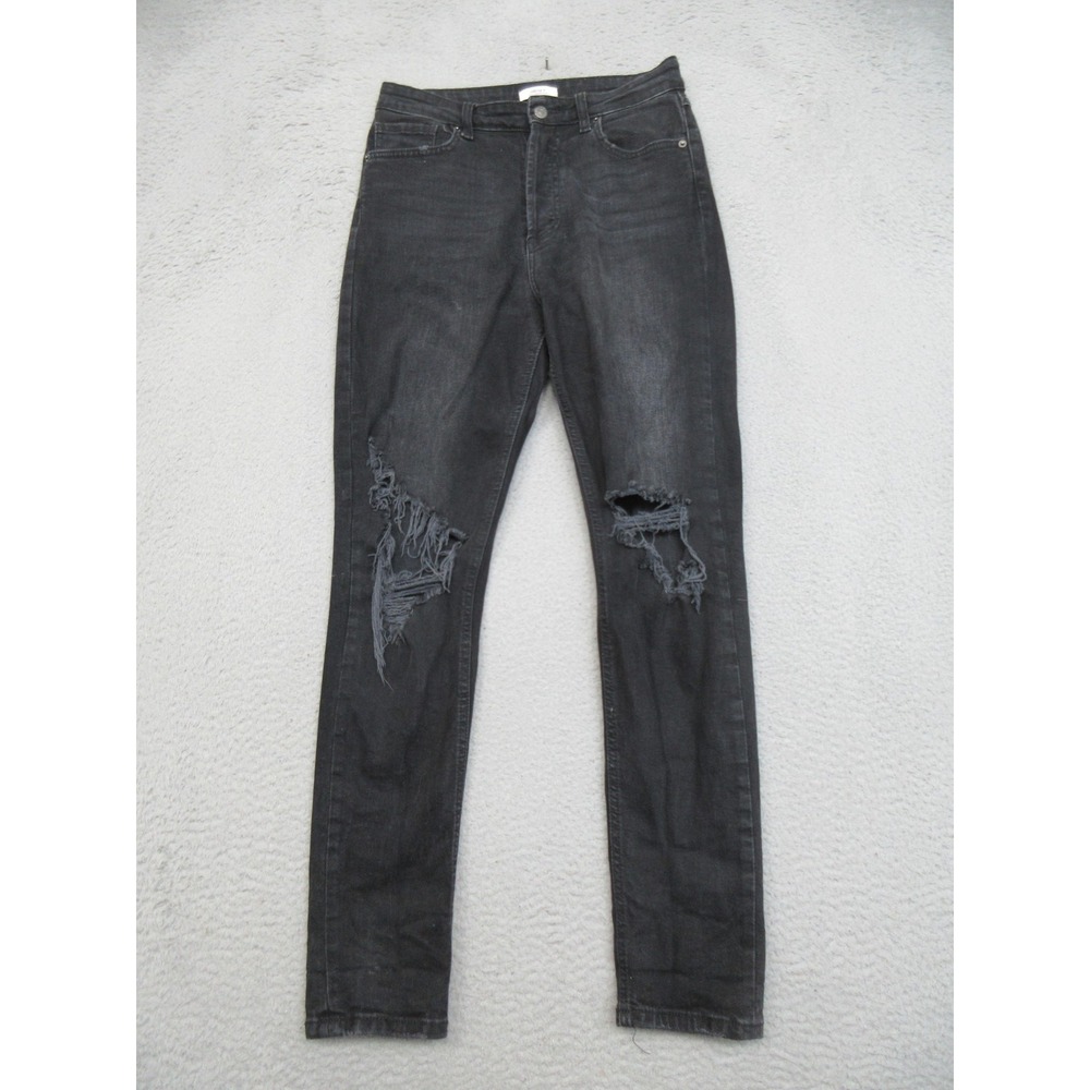 Forever 21 Premium Distressed Skinny Jeans Womens 29 Black High Rise Y2K Grunge
